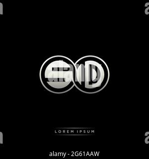 Initial letter linked circle capital monogram logo modern template gold color version isolated on black background Stock Vector