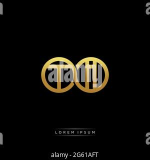 initial letter linked circle capital monogram logo modern template gold color version isolated on black background Stock Vector