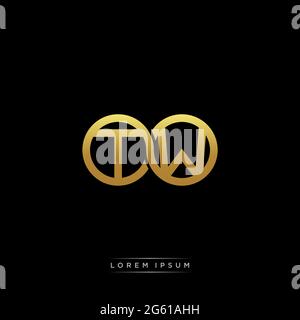 initial letter linked circle capital monogram logo modern template gold color version isolated on black background Stock Vector