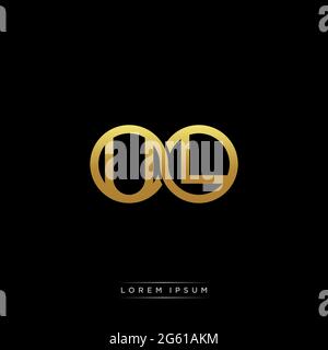initial letter linked circle capital monogram logo modern template gold color version isolated on black background Stock Vector