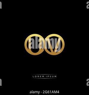 initial letter linked circle capital monogram logo modern template gold color version isolated on black background Stock Vector