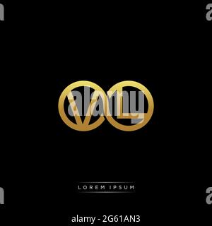 initial letter linked circle capital monogram logo modern template gold color version isolated on black background Stock Vector