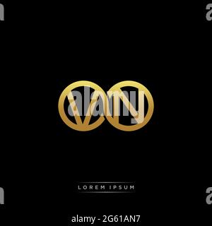 initial letter linked circle capital monogram logo modern template gold color version isolated on black background Stock Vector