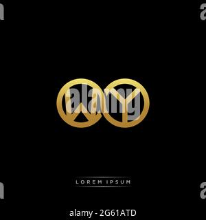 initial letter linked circle capital monogram logo modern template gold color version isolated on black background Stock Vector