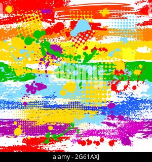 Seamless rainbow background made from brush strokes. Vector illustration Stock Vector