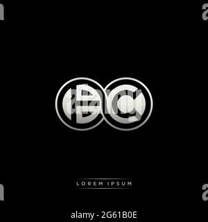 Initial letter linked circle capital monogram logo modern template gold color version isolated on black background Stock Vector