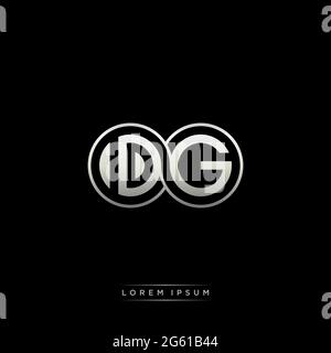 Initial letter linked circle capital monogram logo modern template gold color version isolated on black background Stock Vector