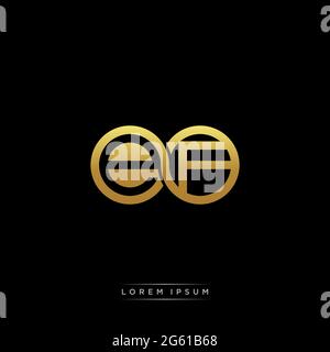 initial letter linked circle capital monogram logo modern template gold color version isolated on black background Stock Vector