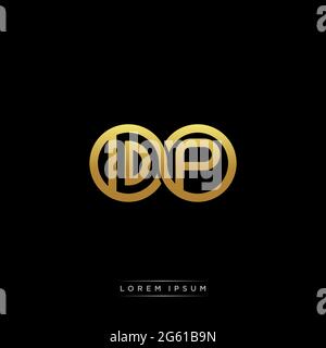 initial letter linked circle capital monogram logo modern template gold color version isolated on black background Stock Vector