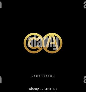 initial letter linked circle capital monogram logo modern template gold color version isolated on black background Stock Vector