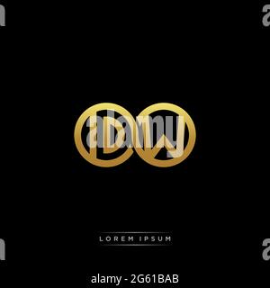 initial letter linked circle capital monogram logo modern template gold color version isolated on black background Stock Vector