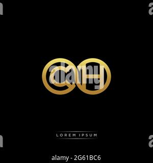 initial letter linked circle capital monogram logo modern template gold color version isolated on black background Stock Vector