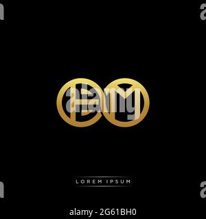 initial letter linked circle capital monogram logo modern template gold color version isolated on black background Stock Vector