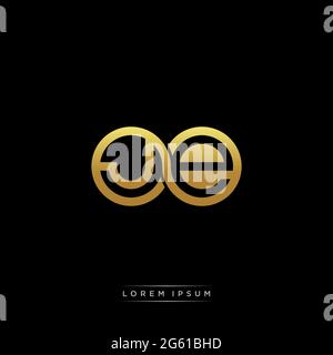 initial letter linked circle capital monogram logo modern template gold color version isolated on black background Stock Vector