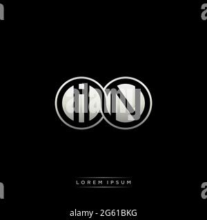 Initial letter linked circle capital monogram logo modern template gold color version isolated on black background Stock Vector