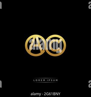 initial letter linked circle capital monogram logo modern template gold color version isolated on black background Stock Vector