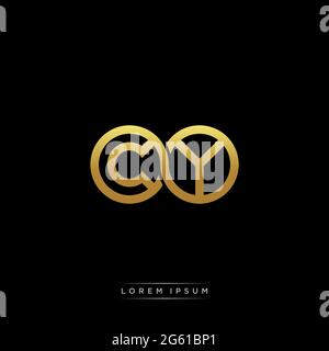 initial letter linked circle capital monogram logo modern template gold color version isolated on black background Stock Vector