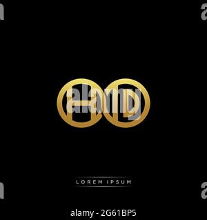 initial letter linked circle capital monogram logo modern template gold color version isolated on black background Stock Vector
