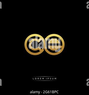initial letter linked circle capital monogram logo modern template gold color version isolated on black background Stock Vector