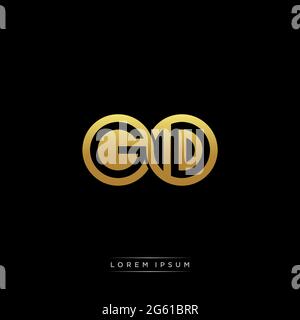 Initial letter linked circle capital monogram logo modern template gold color version isolated on black background Stock Vector