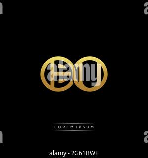initial letter linked circle capital monogram logo modern template gold color version isolated on black background Stock Vector