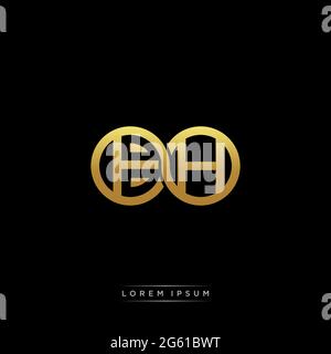 initial letter linked circle capital monogram logo modern template gold color version isolated on black background Stock Vector