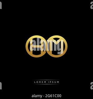 initial letter linked circle capital monogram logo modern template gold color version isolated on black background Stock Vector