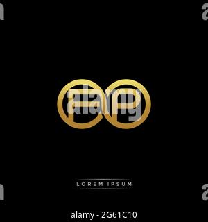 initial letter linked circle capital monogram logo modern template gold color version isolated on black background Stock Vector