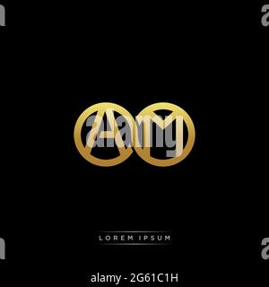 initial letter linked circle capital monogram logo modern template gold color version isolated on black background Stock Vector