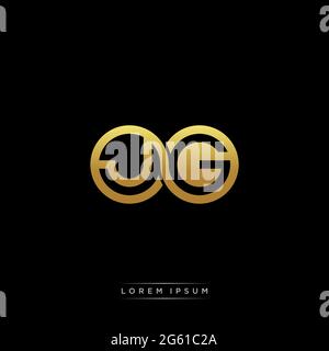 initial letter linked circle capital monogram logo modern template gold color version isolated on black background Stock Vector