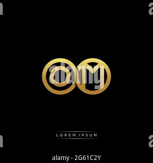 initial letter linked circle capital monogram logo modern template gold color version isolated on black background Stock Vector