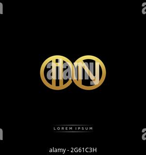initial letter linked circle capital monogram logo modern template gold color version isolated on black background Stock Vector