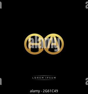 initial letter linked circle capital monogram logo modern template gold color version isolated on black background Stock Vector