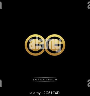 initial letter linked circle capital monogram logo modern template gold color version isolated on black background Stock Vector