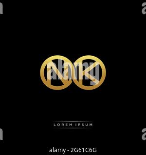 initial letter linked circle capital monogram logo modern template gold color version isolated on black background Stock Vector