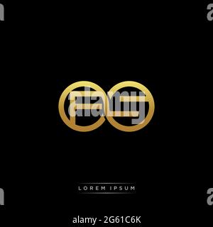 initial letter linked circle capital monogram logo modern template gold color version isolated on black background Stock Vector