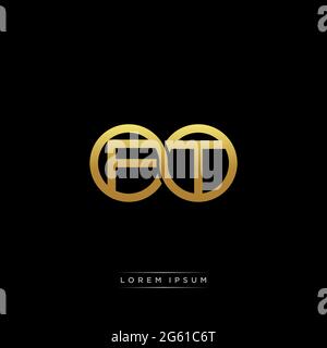 initial letter linked circle capital monogram logo modern template gold color version isolated on black background Stock Vector