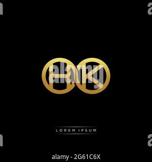initial letter linked circle capital monogram logo modern template gold color version isolated on black background Stock Vector