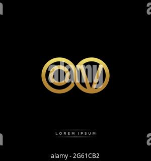 initial letter linked circle capital monogram logo modern template gold color version isolated on black background Stock Vector