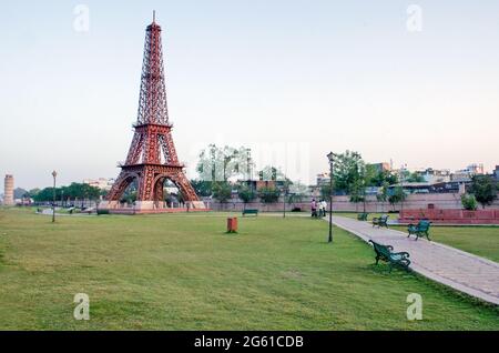 paris Eiffel tower replica at seven wonders park kota rajasthan india Stock Photo