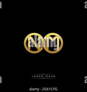 initial letter linked circle capital monogram logo modern template gold color version isolated on black background Stock Vector