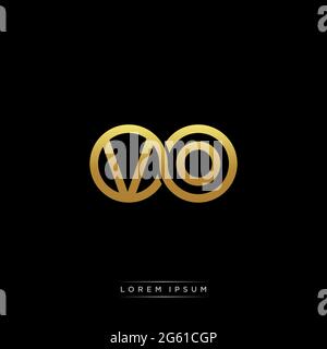 initial letter linked circle capital monogram logo modern template gold color version isolated on black background Stock Vector