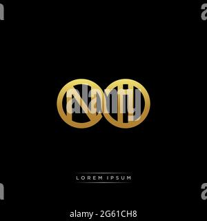 initial letter linked circle capital monogram logo modern template gold color version isolated on black background Stock Vector