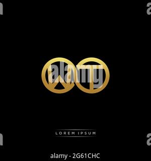 initial letter linked circle capital monogram logo modern template gold color version isolated on black background Stock Vector