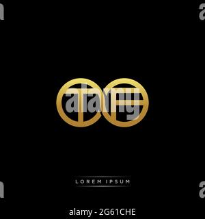 initial letter linked circle capital monogram logo modern template gold color version isolated on black background Stock Vector