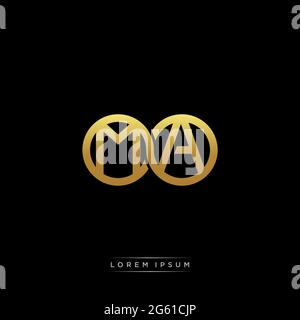 initial letter linked circle capital monogram logo modern template gold color version isolated on black background Stock Vector