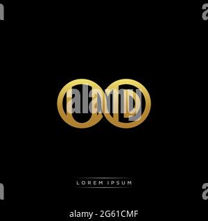 initial letter linked circle capital monogram logo modern template gold color version isolated on black background Stock Vector