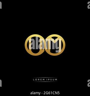 initial letter linked circle capital monogram logo modern template gold color version isolated on black background Stock Vector