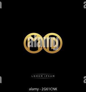 initial letter linked circle capital monogram logo modern template gold color version isolated on black background Stock Vector