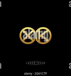initial letter linked circle capital monogram logo modern template gold color version isolated on black background Stock Vector